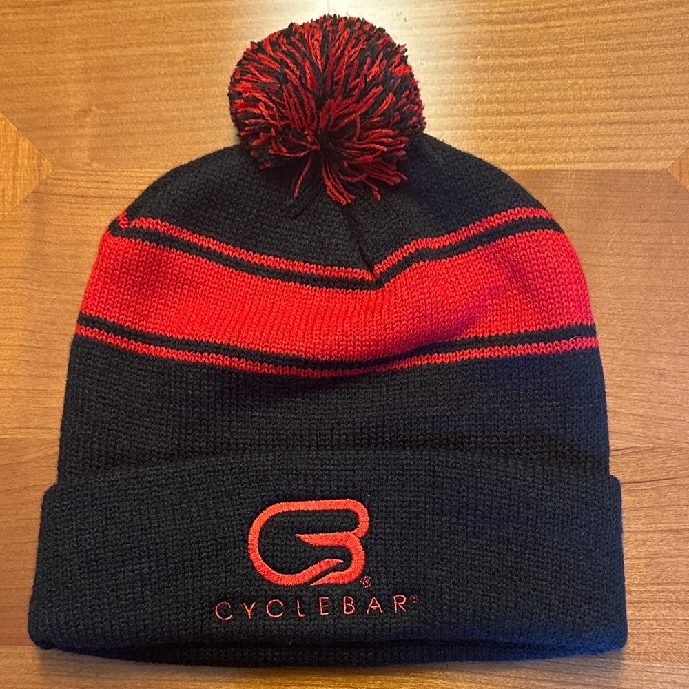 CycleBar Black and Red Knit Hat